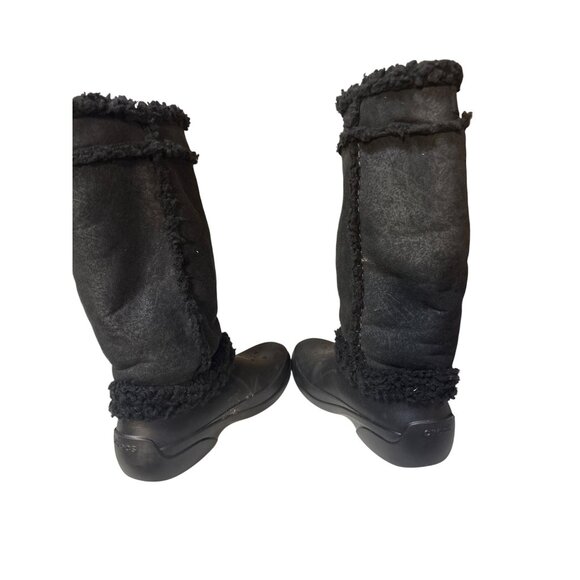 Crocs Black Winter Boots With Faux Fur Lining & Rubber Soles Womens 8 - Picture 8 of 10